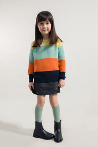 Maglia girocollo kids in lana rigenerata / Multicolor